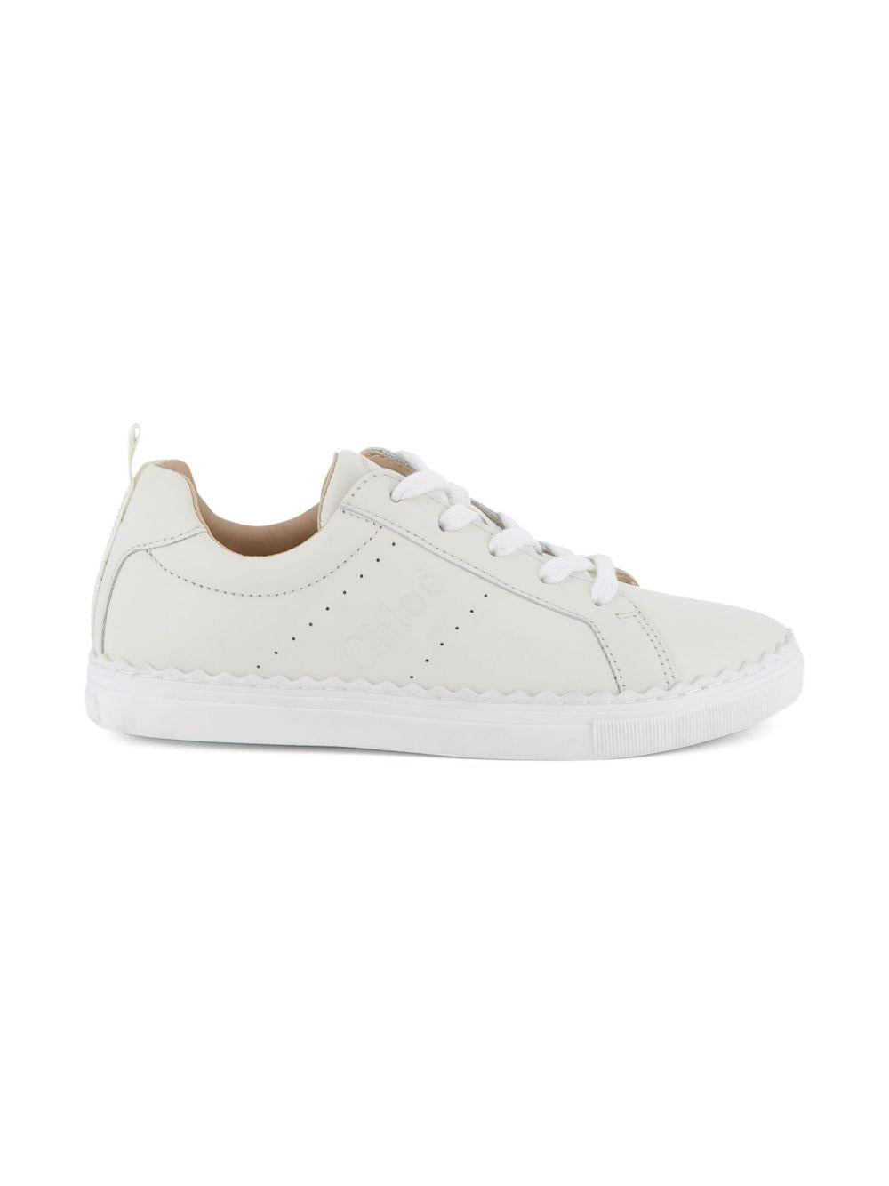 Sneakers per bambina Chloé Kids traforate bianche in pelle C20698 117 CHLOE' KIDS 