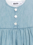 Abito per neonata Molo azzurro con chiusura posteriore con bottone e dettaglio con ruches 4S25E106 5483 MOLO 