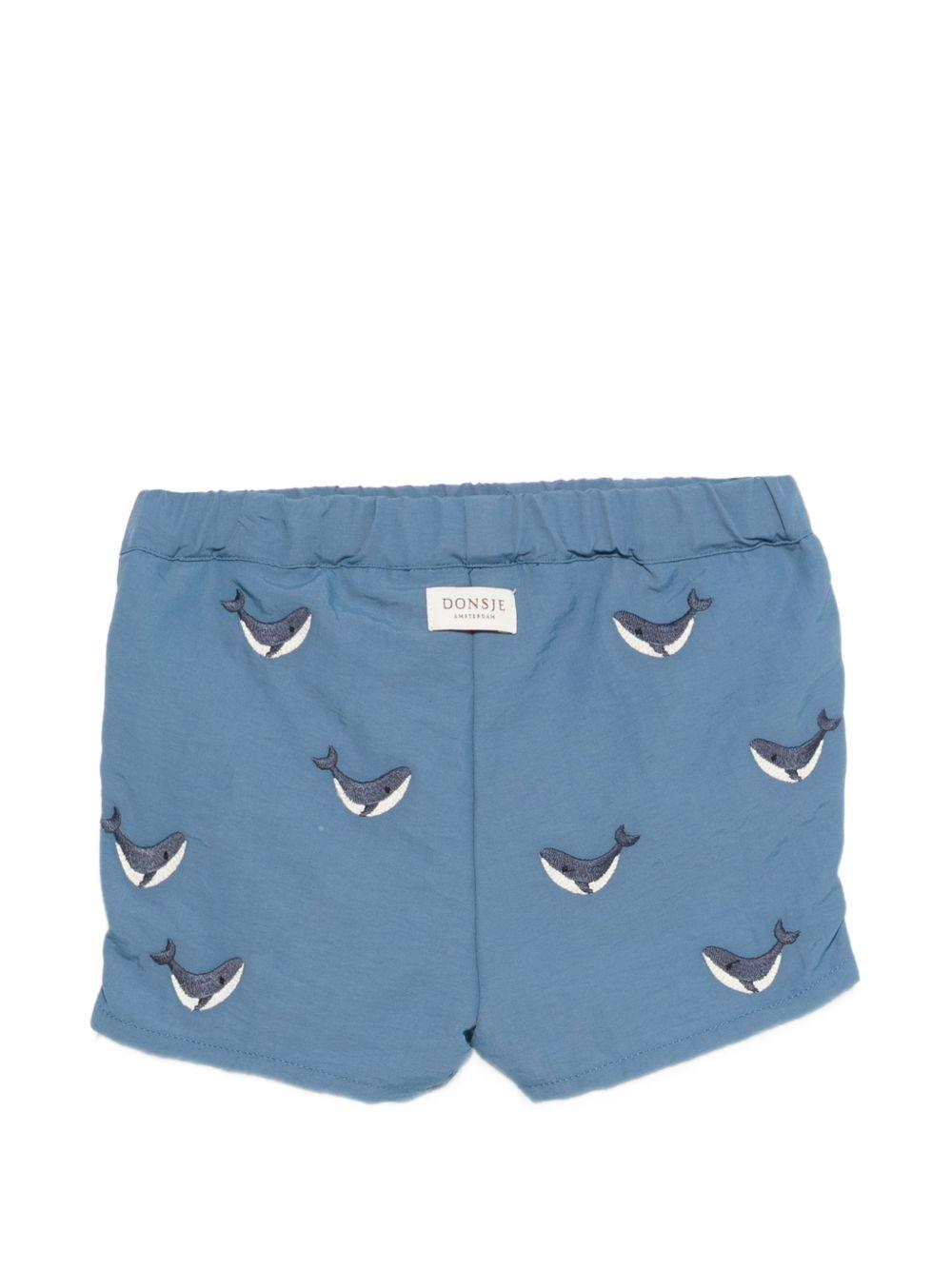 Costume per neonato Donsje blu con ricamo balene all-over 4117302 00185 DONSJE KIDS 