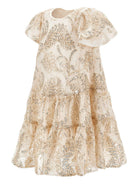 Abito per bambina Monnalisa beige con decorazione con paillettes 71G918RM 7995 0270 MONNALISA KIDS 