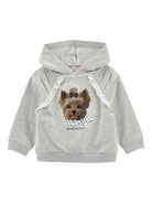 Felpa per bambina Monnalisa grigia con stampa cagnolina 19G612 7031 0032 MONNALISA KIDS 