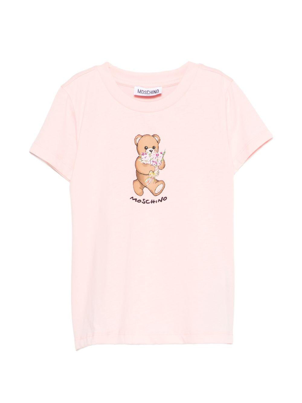 T-shirt per bambina Moschino Kids rosa con stampa grafica Teddy bear HGM06KLAA02 50209 MOSCHINO KIDS 