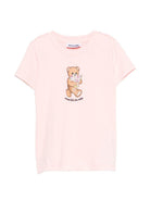 T-shirt per bambina Moschino Kids rosa con stampa grafica Teddy bear HGM06KLAA02 50209 MOSCHINO KIDS 