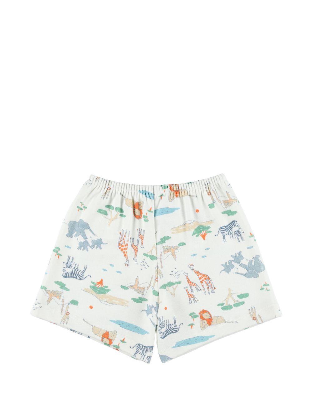 Set pigiama e maschera per bambino Petit Bateau bianco con stampa animali all-over A0F6M 01 PETIT BATEAU KIDS 