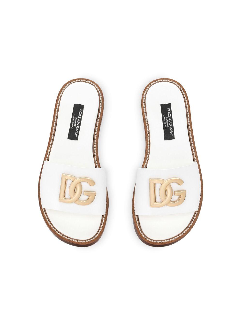 Ciabatte per bambina Dolce & Gabbana Kids bianca con logo color oro D11285 A1048 80001 DOLCE & GABBANA KIDS 