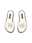 Ciabatte per bambina Dolce & Gabbana Kids bianca con logo color oro D11285 A1048 80001 DOLCE & GABBANA KIDS 