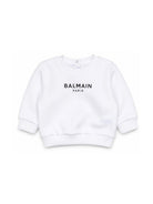 Felpa per neonati Balmain Kids bianca con stampa logo sul davanti BY4580 Z3183 100NE BALMAIN KIDS 