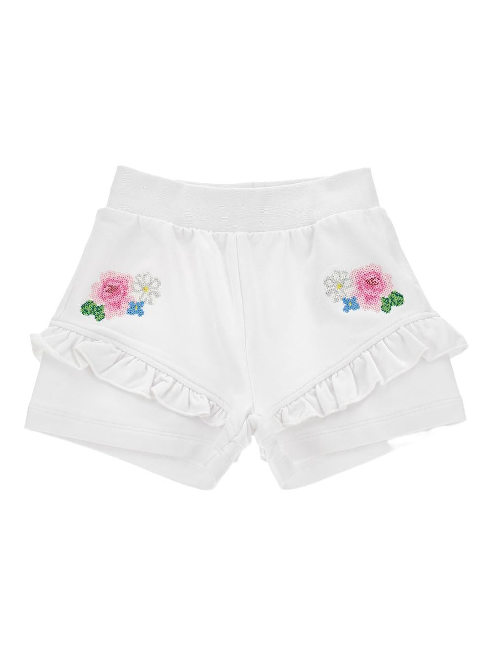 Shorts per neonata Monnalisa bianco con ricamo a fiori 39G402 7007 0099 MONNALISA KIDS 