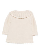Cardigan per neonata Paz Rodríguez beige con colletto all'uncinetto 009-123100 73 H94 PaZ RODRIGUEZ 