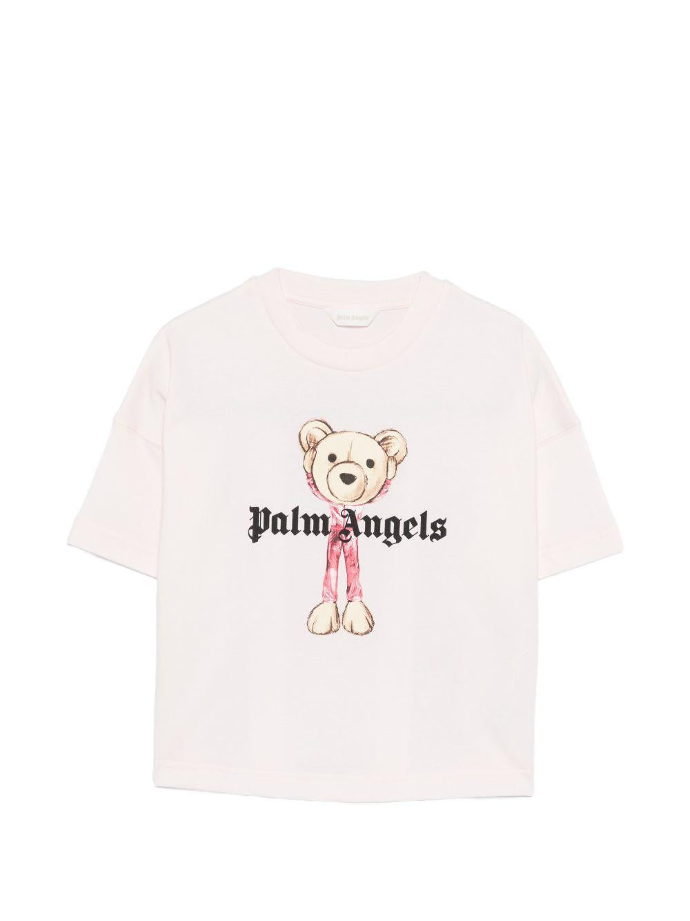 T-shirt per bambina Palm Angels Kids rosa con stampa Teddy Bear PGAA001S26JER002 041 PALM ANGELS KIDS 