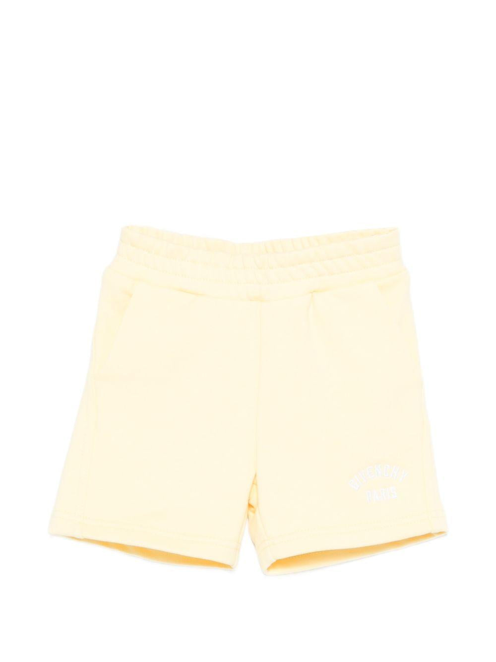 Shorts per neonato Givenchy Kids giallo con dettaglio logo sul davanti H31231 524 GIVENCHY KIDS 
