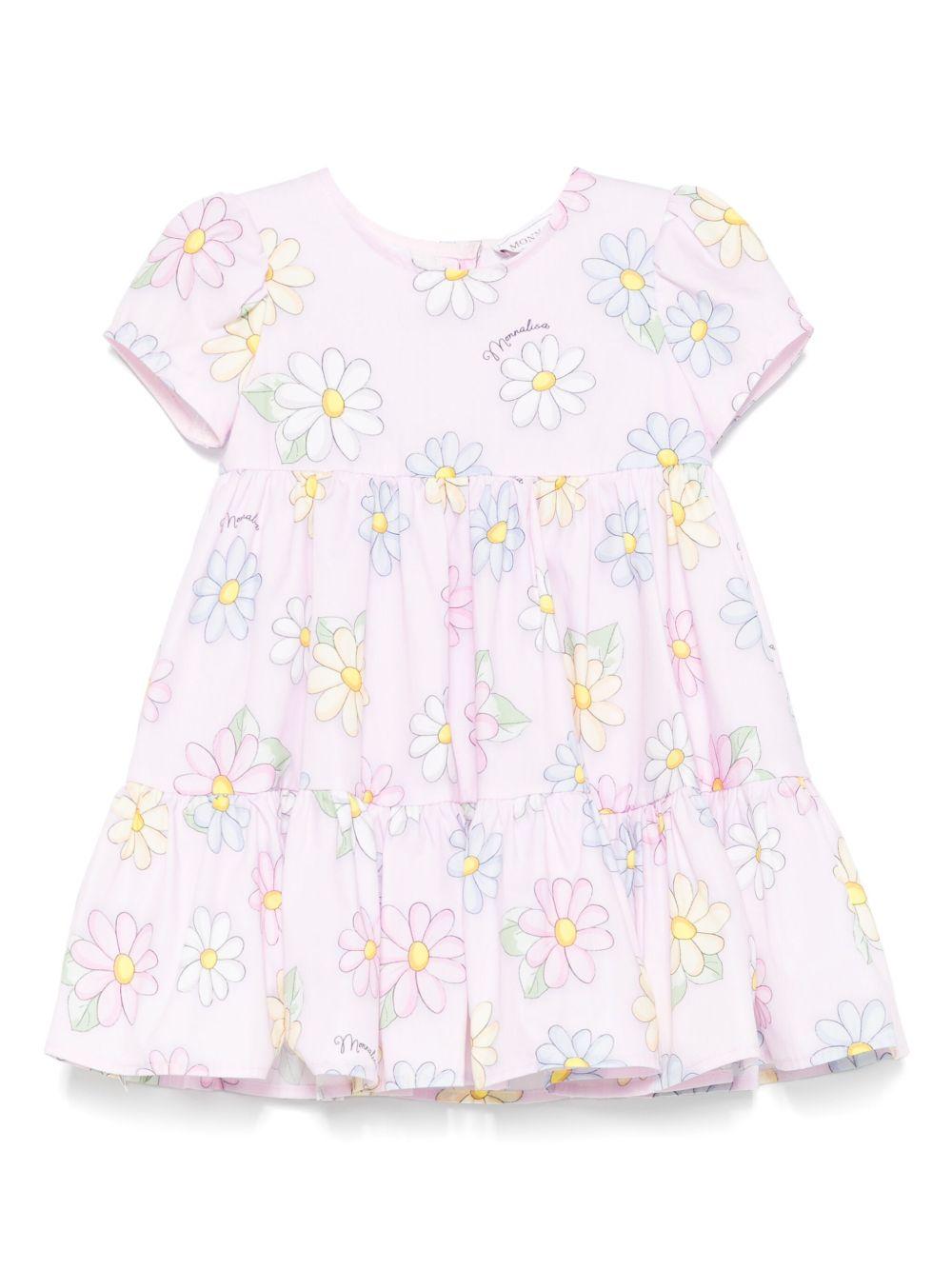 Abito per neonata Monnalisa rosa con stampa a fiori all-over 31E911 5663 0090 MONNALISA 