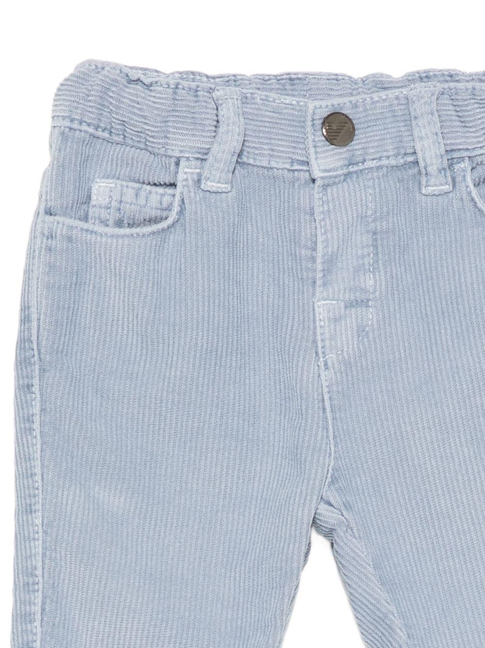 Pantaloni per neonato Emporio Armani Kids azzurro chiaro con effetto velluto EB001506 AF26401 U9366 EMPORIO ARMANI KIDS 