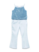 Completo due pezzi per bambina Colorichiari azzurro con due tasche a filetto frontali FL308213 4696 50 COLORICHIARI 