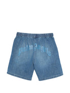 Shorts per bambino Palm Angels Kids denim con logo sul retro PBYC002S26DEN001 050 PALM ANGELS KIDS 