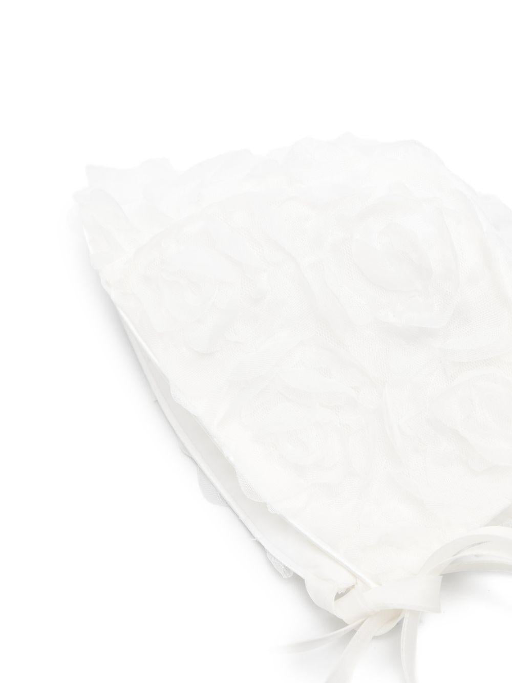 Cappello per neonati La Stupenderia bianco con dettagli floreali 2CBCP54 X04 LA STUPENDERIA 