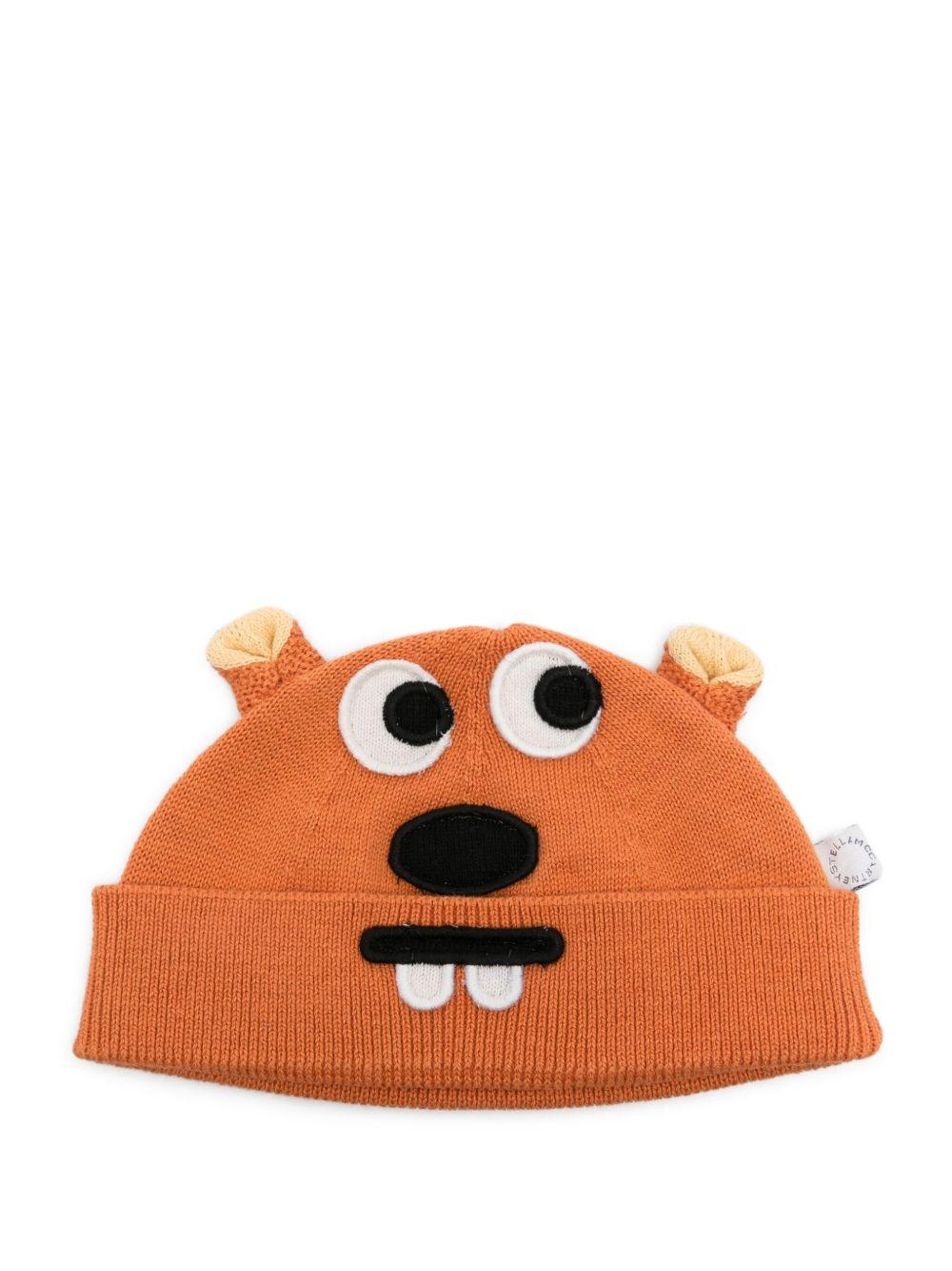 Cappello per neonati Stella McCartney Kids arancione lavorato a maglia con dettagli sulle orecchie TX0517 Z1528 344 STELLA McCARTNEY KIDS 