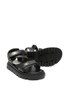 Sandali per bambina Elisabetta Franchi La Mia Bambina nera con placca logo dorata F4A2E0586173 3999 ElISABETTA FRANCHI KIDS 