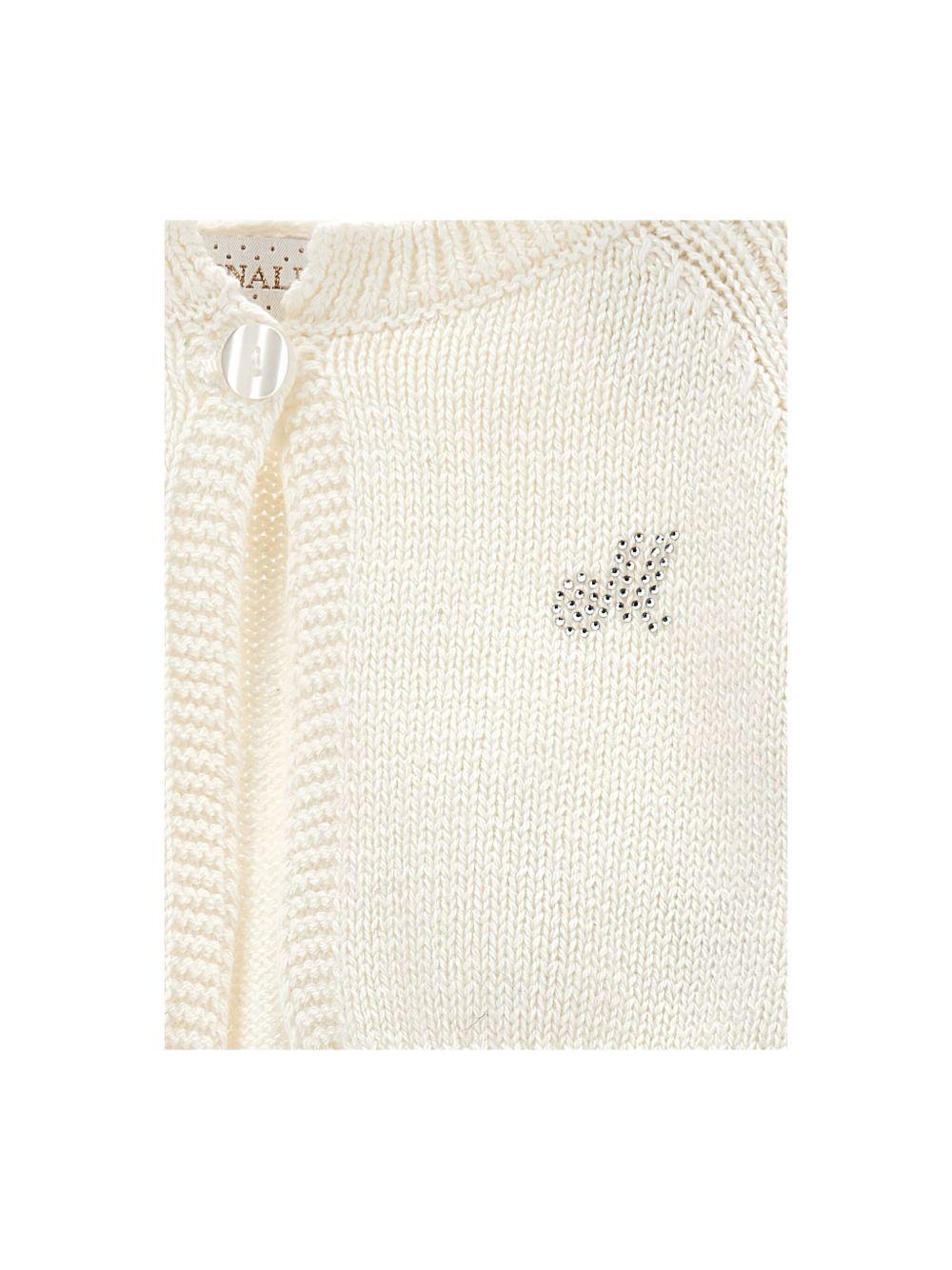 Cardigan crop per neonata Monnalisa bianco con scollo rotondo 73F800 6060 0001 MONNALISA 