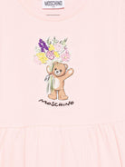 Abito per bambina Moschino Kids rosa con stampa Teddy Bear sul davanti HDV0HQLFA06 50209 MOSCHINO KIDS 