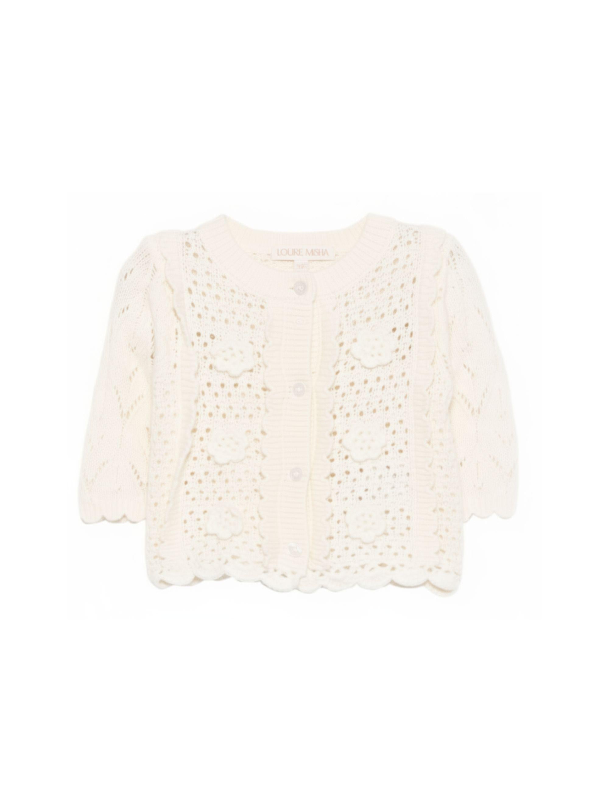 Cardigan Chai per neonata Louise Misha bianco con trama ricamata FRC-S26-C0150 CREAM LOUISE MISHA 