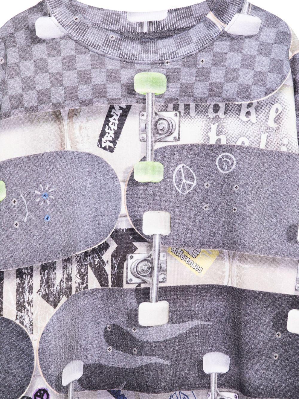 Felpa per bambino Molo grigio con stampa skateboard 1W25J201 9427 MOLO 