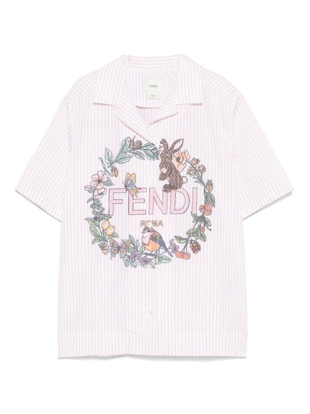 Camicia per bambina Fendi Kids rosa con stampa grafica sul davanti JFC126 ATRD F1QYC FENDI KIDS 