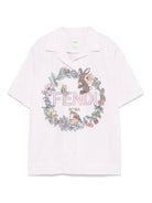 Camicia per bambina Fendi Kids rosa con stampa grafica sul davanti JFC126 ATRD F1QYC FENDI KIDS 