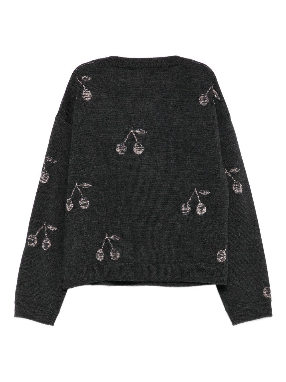 Maglione per bambina Bonpoint grigio con motivo ciliegie W05GJUK00021 194 BONPOINT 