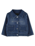 Giubbino denim per neonata Givenchy Kids blu con decorazione con strass H30646 Z10 GIVENCHY KIDS 