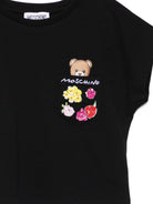 T-shirt per bambina Moschino Kids nera con stampa Teddy Bear HDM06XLFA06 60100 MOSCHINO KIDS 