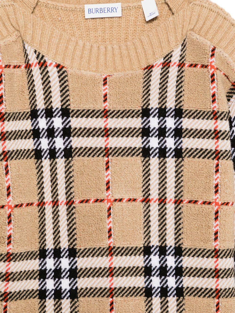 Maglione per bambina Burberry Kids beige con motivo a quadri 8105822 B9368 BURBERRY KIDS 