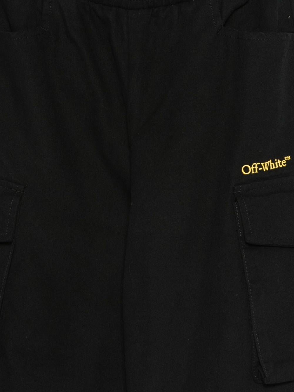 Pantaloni per bambino Off-White Kids neri con tasche cargo OBCF007F25FAB001 1018 OFF WHITE KIDS 