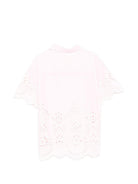 Camicia per bambina MC2 Saint Barth Kids rosa con ricami in pizzo sangallo CEM0002 03034L MC2 ST. BARTH KIDS 