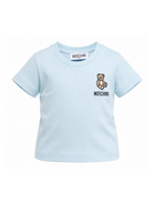 T-shirt per neonato Moschino Kids azzurra con ricamo Teddy Bear MUM04TLAA02 40304 MOSCHINO KIDS 