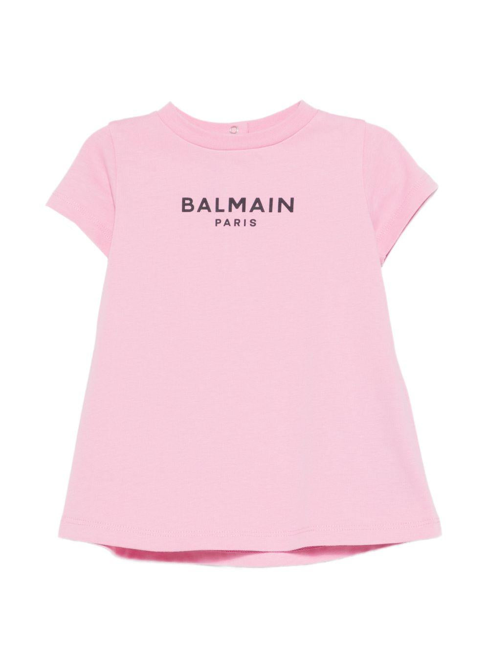 Abito per neonata Balmain Kids rosa con logo sul davanti BY1201 Z3672 552NE BALMAIN KIDS 