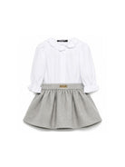 Abito per neonata Balmain Kids bianco e grigio con gonna a pieghe BZA000 I0341 806OR BALMAIN KIDS 
