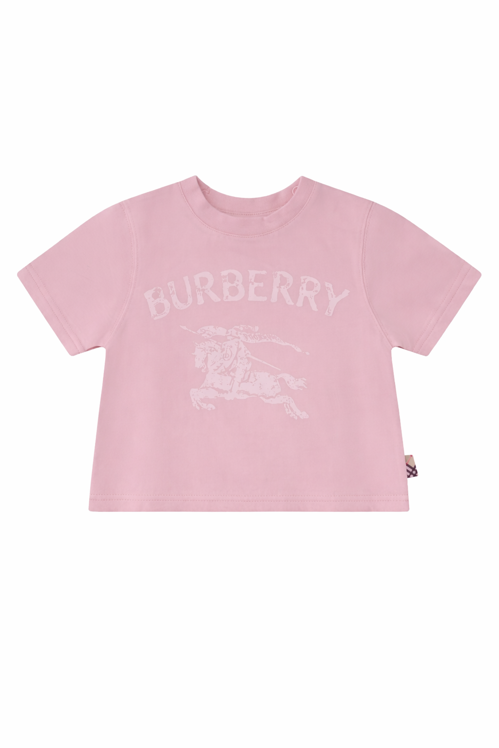T-shirt per neonata Burberry Kids rosa con logo Equestrian Knight 8121210 A1439 BURBERRY KIDS 