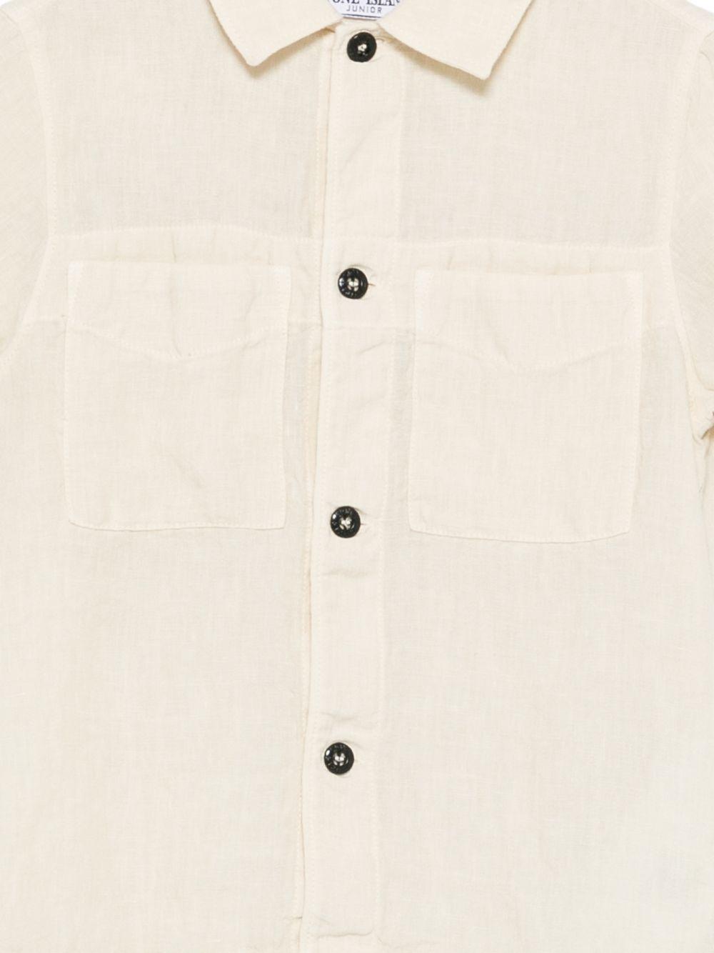 Camicia per bambino Stone Island Junior beige a maniche corte L1S161100001S0145 V0097 STONE ISLAND KIDS 