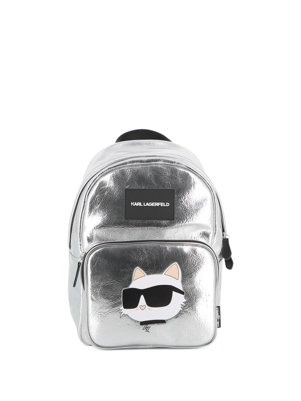 Zaino per bambini Karl Lagerfeld Kids argento con stampa Z31215 016 KARL LAGERFELD KIDS 