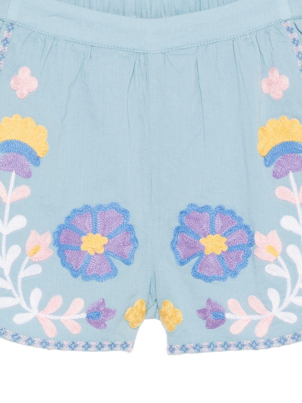 Shorts per bambina Louise Misha azzurri con ricamo floreale GRI-S26-S0066 BLUE LOUISE MISHA KIDS 