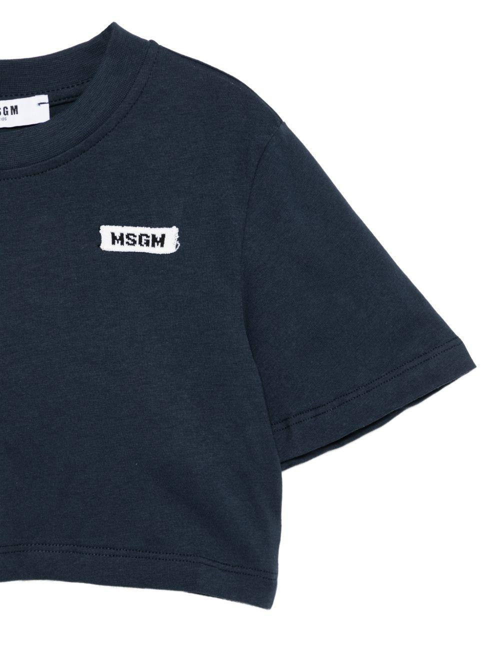 T-shirt per bambina MSGM Kids blu con apertura sulla schiena S6MSJGTH179 MS072 MSGM KIDS 