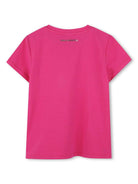 T-shirt con stampa per bambina Karl Lagerfeld Kids fucsia con scollo rotondo Z30447 49J KARL LAGERFELD KIDS 
