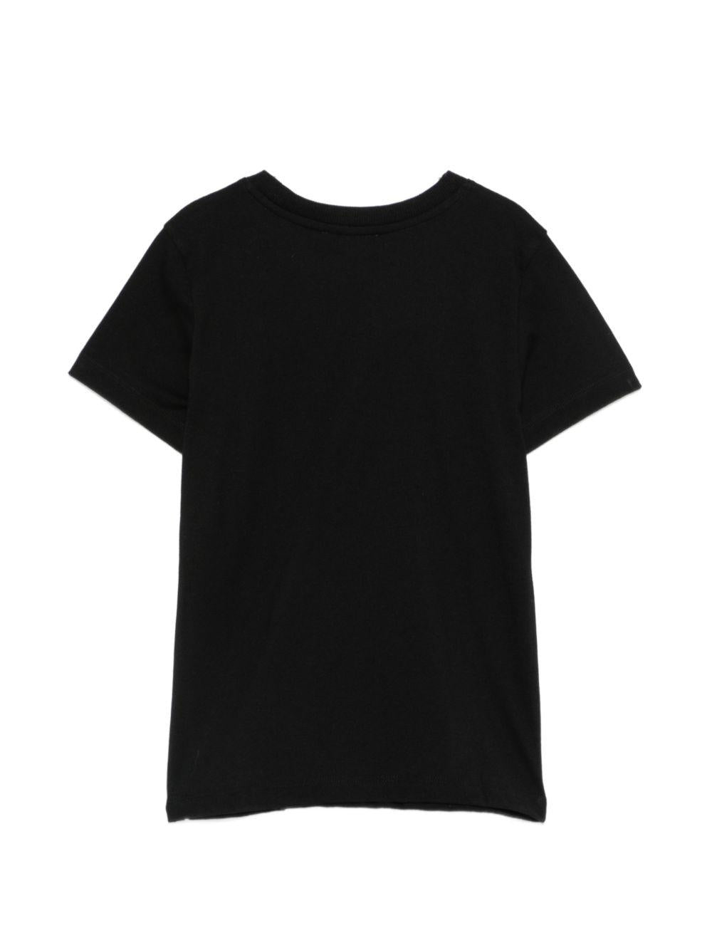 T-shirt per bambini Moschino Kids nera con stampa logo sul davanti H8M058LAA10 60100 MOSCHINO KIDS 