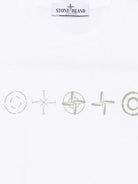 T-shirt con stampa per bambino Stone Island Junior bianco con girocollo K1S162100010S0126 V0001 STONE ISLAND JUNIOR 