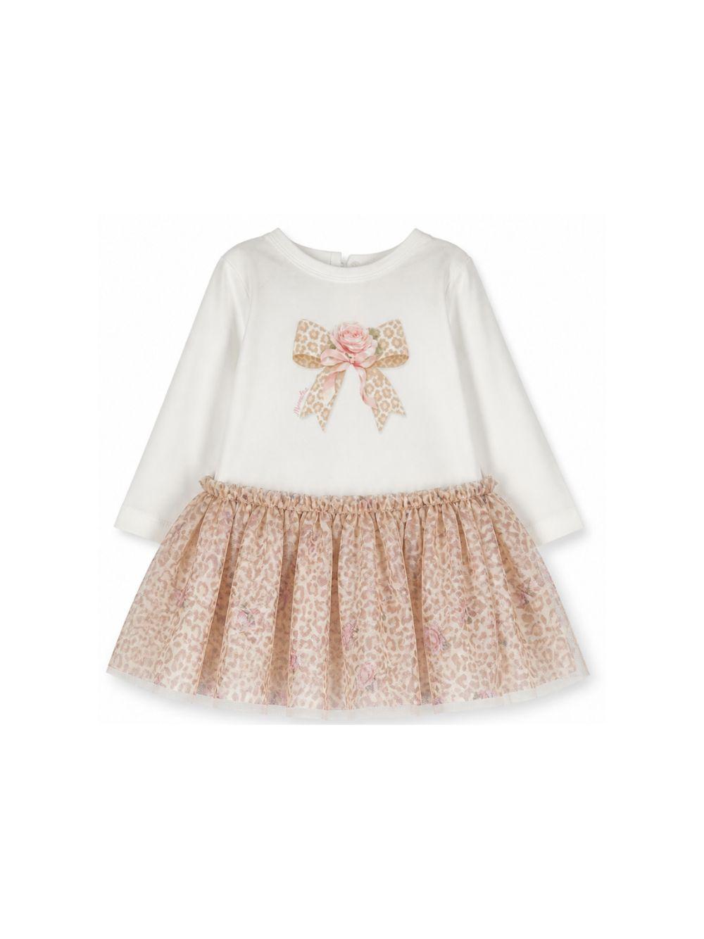 Abito per neonata Monnalisa Kids bianco con stampa grafica animalier 39H900 8002 0180 MONNALISA KIDS 