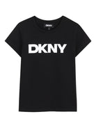 T-shirt per bambina Dkny Kids nera con dettaglio logo D62617 09B DKNY KIDS 