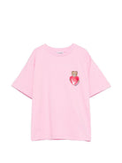 T-shirt per bambina Moschino Kids rosa con stampa Teddy Bear HDM076LBA00 51473 MOSCHINO KIDS 