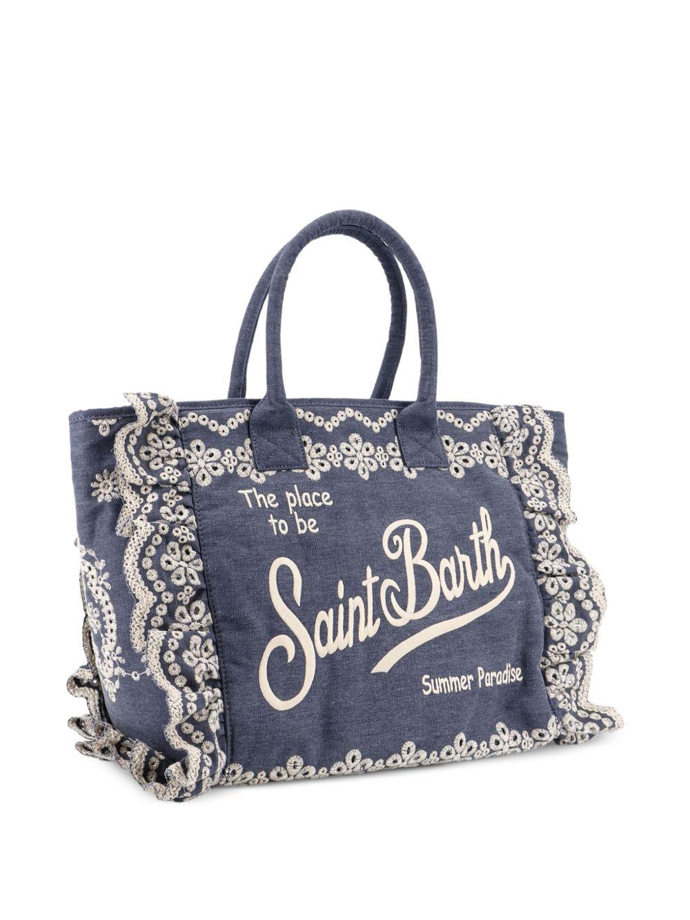 Borsa Vanity MC2 Saint Barth in denim con pizzo sangallo VANI0029 00485L MC2 ST. BARTH KIDS 