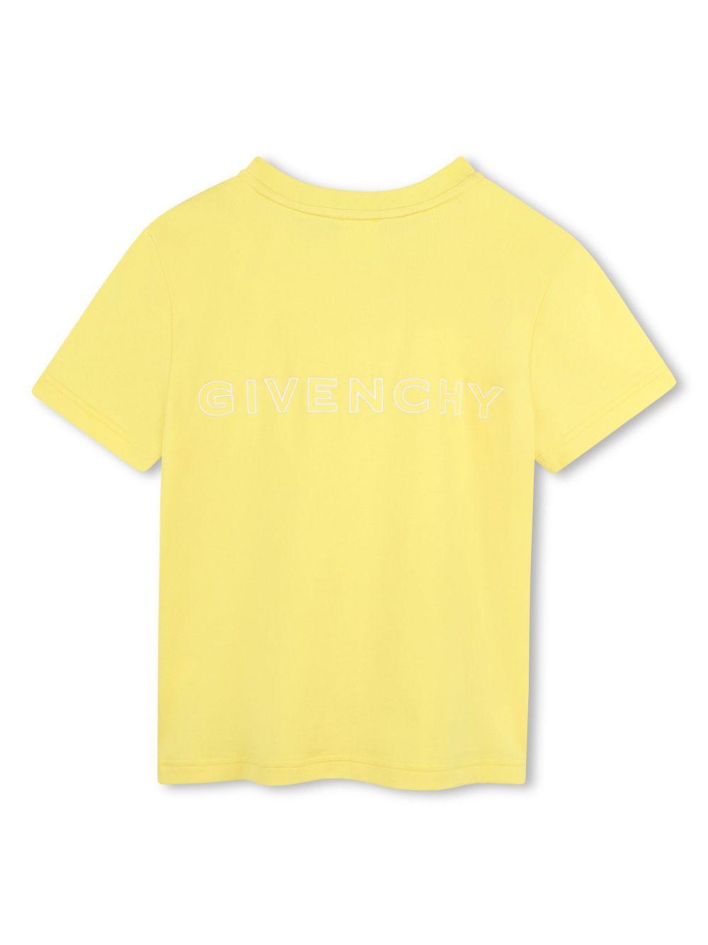 T-shirt per bambino Givenchy Kids giallo con placca 4G con logo sul retro H30729 571 GIVENCHY KIDS 
